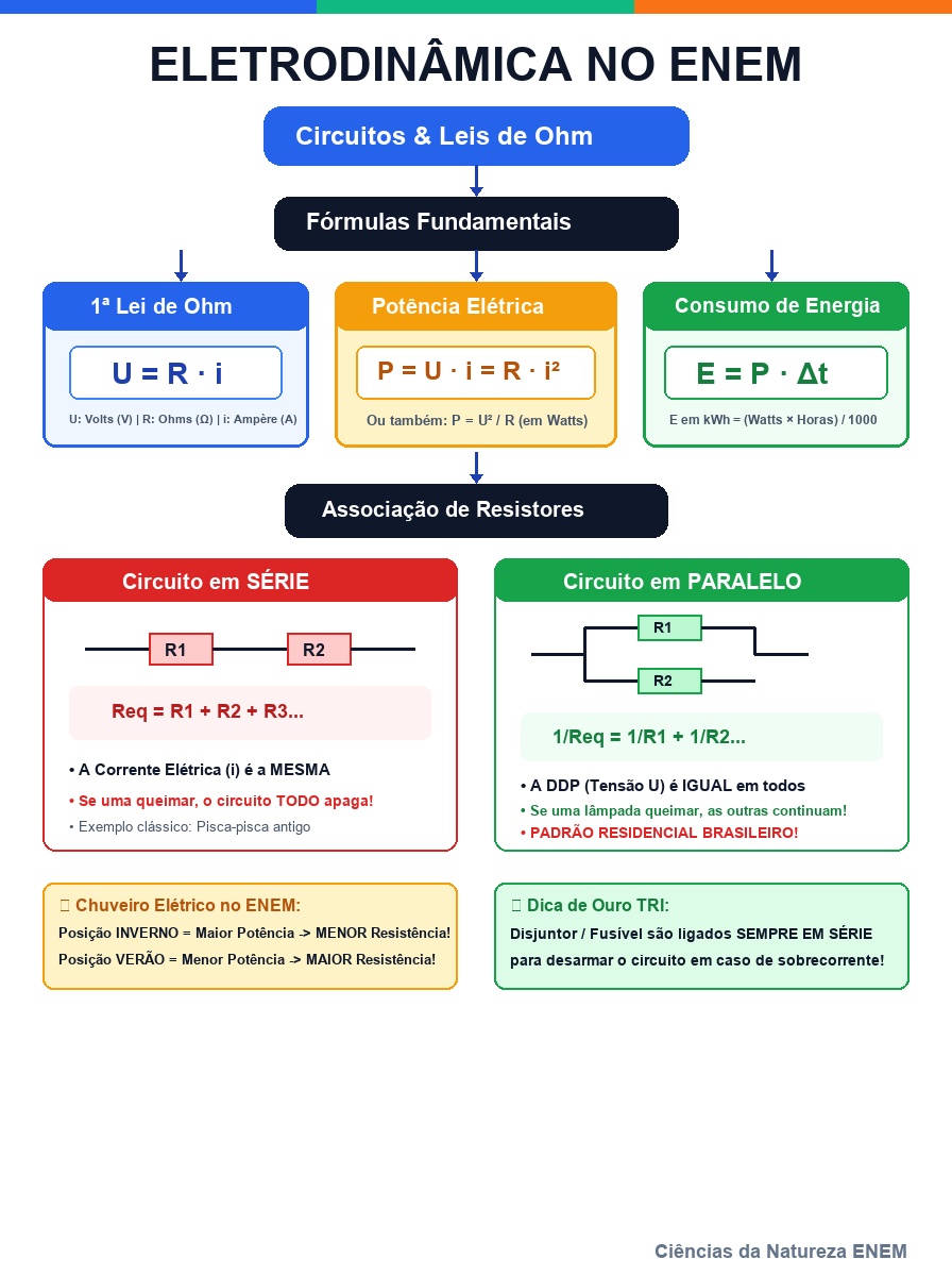 Mapa Mental Física ENEM - Eletrodinâmica e Circuitos